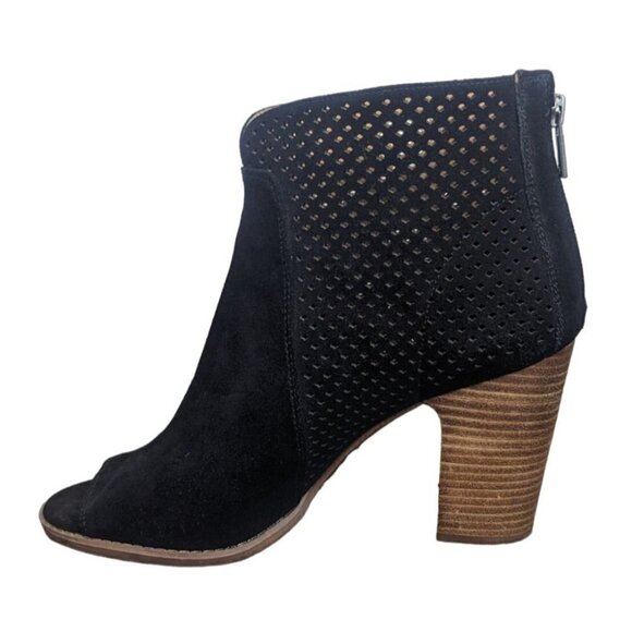 Lucky Brand Lamia Open Peep Toe Ankle Boots Booties Size 11M Black Suede - Picture 6 of 11